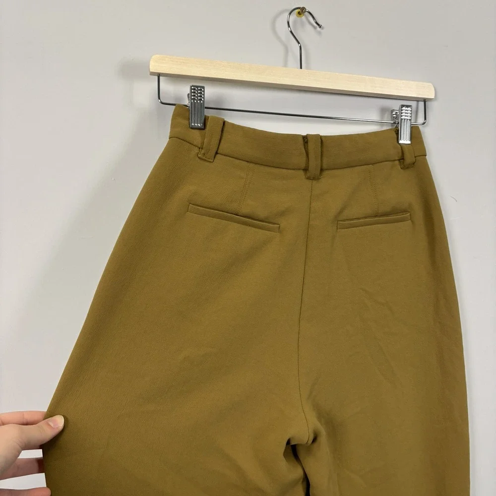 Aritzia Wilfred Gabriel Pant High Waisted Pleated Trousers Olive Green Size 2 - Picture 6 of 15